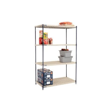Global Equipment Nexel , Nexelite reg , 4 Tier, Vented Plastic Mat Shelving Unit, 48"W x 21"D x 74"H PM21487N